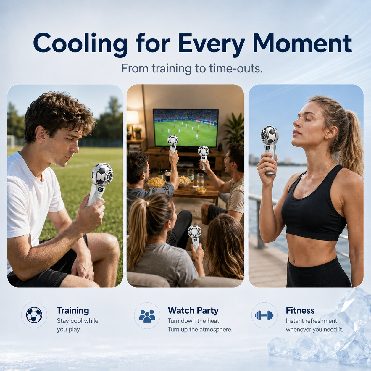 FrostKick™ Mini Handheld Fan With Cooling Pad