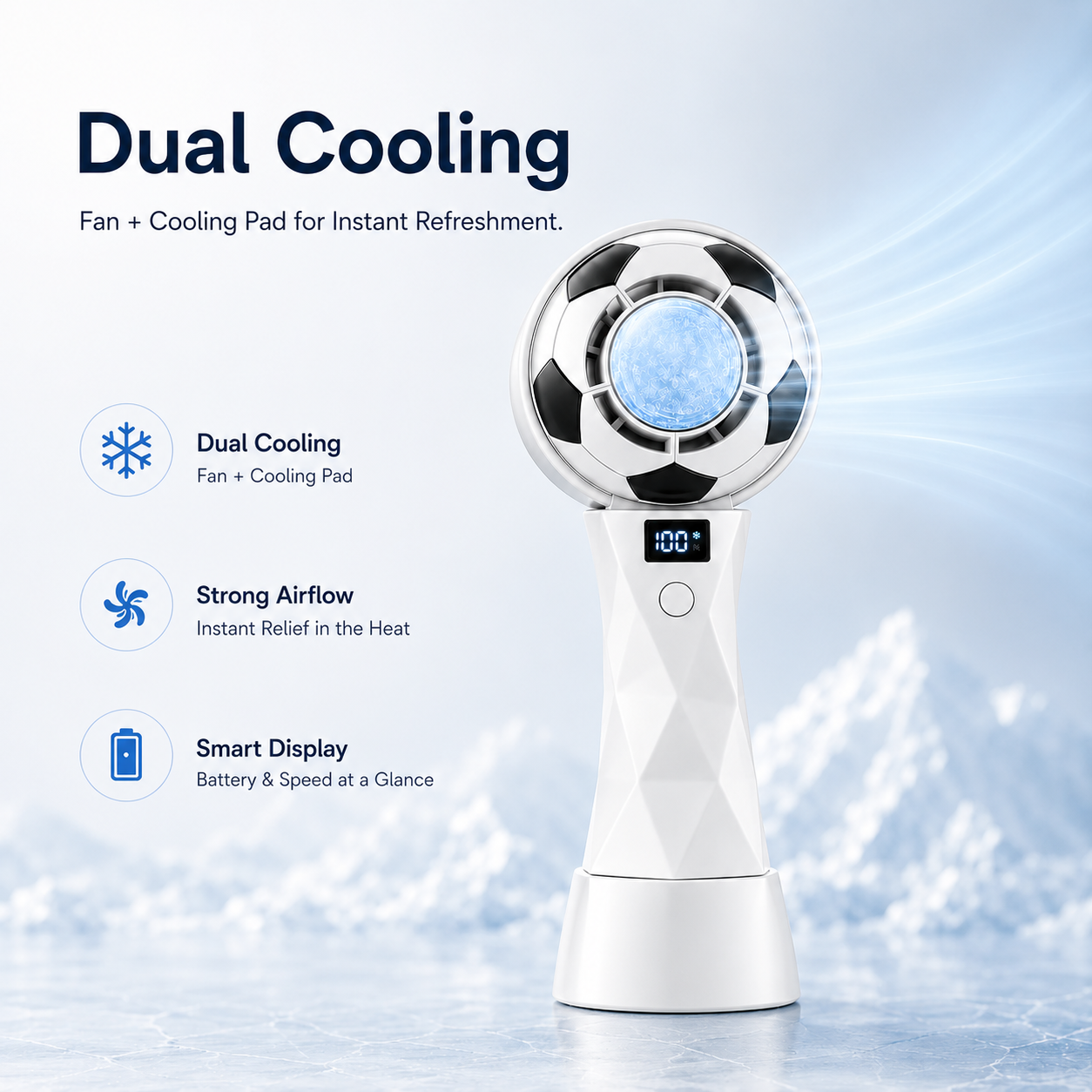 FrostKick™ Mini Handheld Fan With Cooling Pad